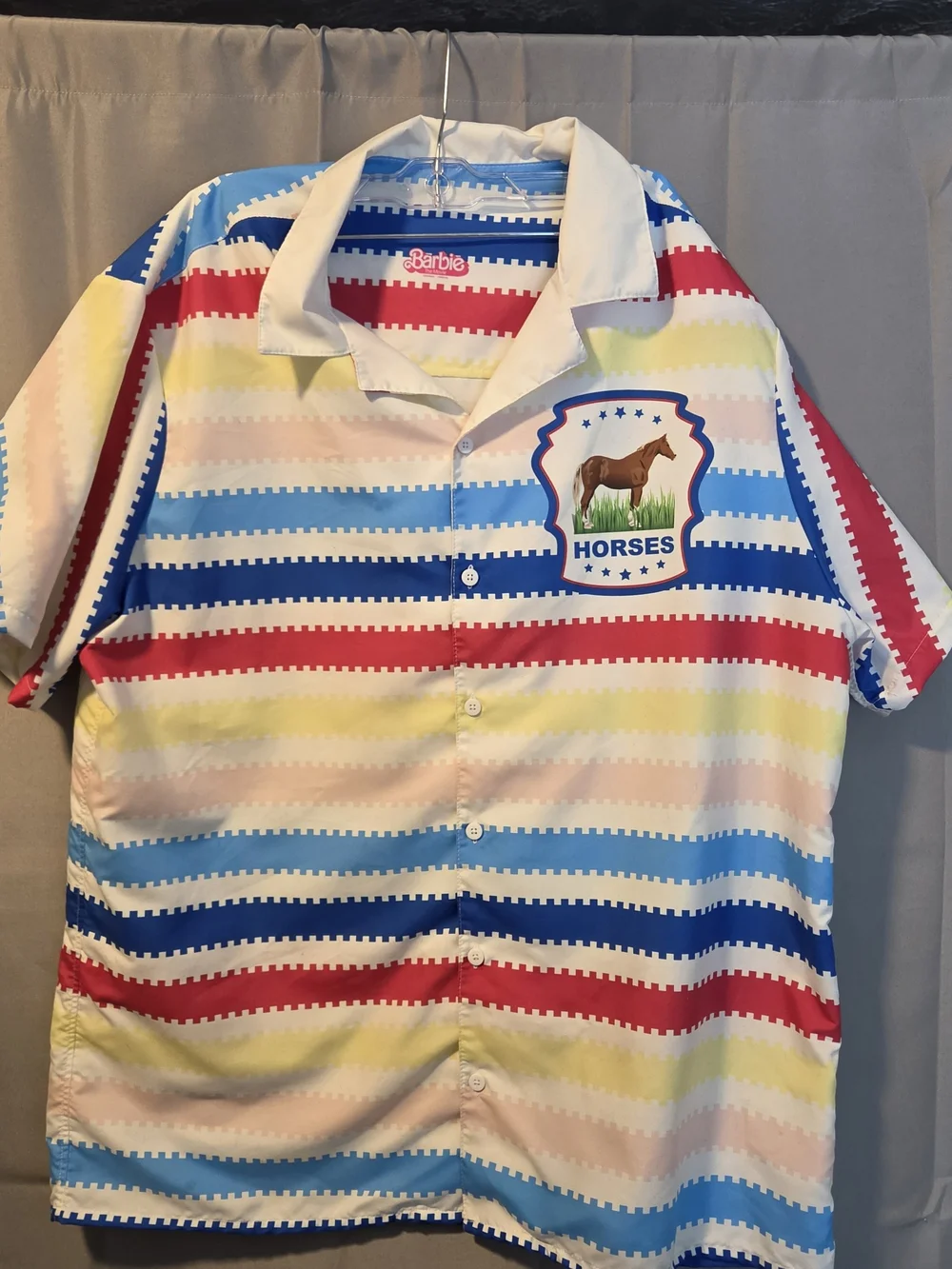 Barbie Kids' Multicolor Striped Horses Button-Up Shirt